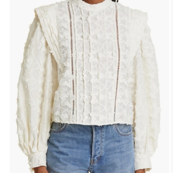 FARM RIO Star 3D Embroidered Blouse in Off White Small - NWT - Picture 10 of 10